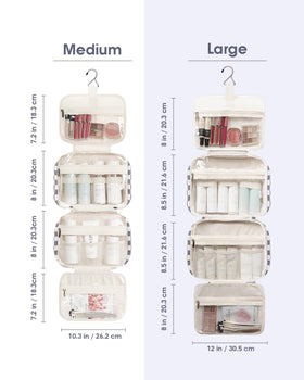 Narwey Travel Toiletry Bag large hanging makeup organizer grey blue side view
