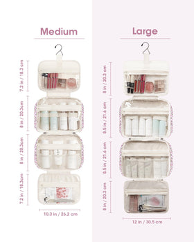 Narwey Travel Toiletry Bag Large Pink Flower with open compartments