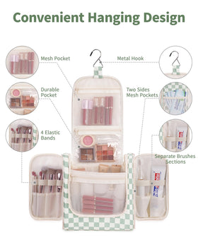Narwey Travel Toiletry Bag open showing internal mesh pockets