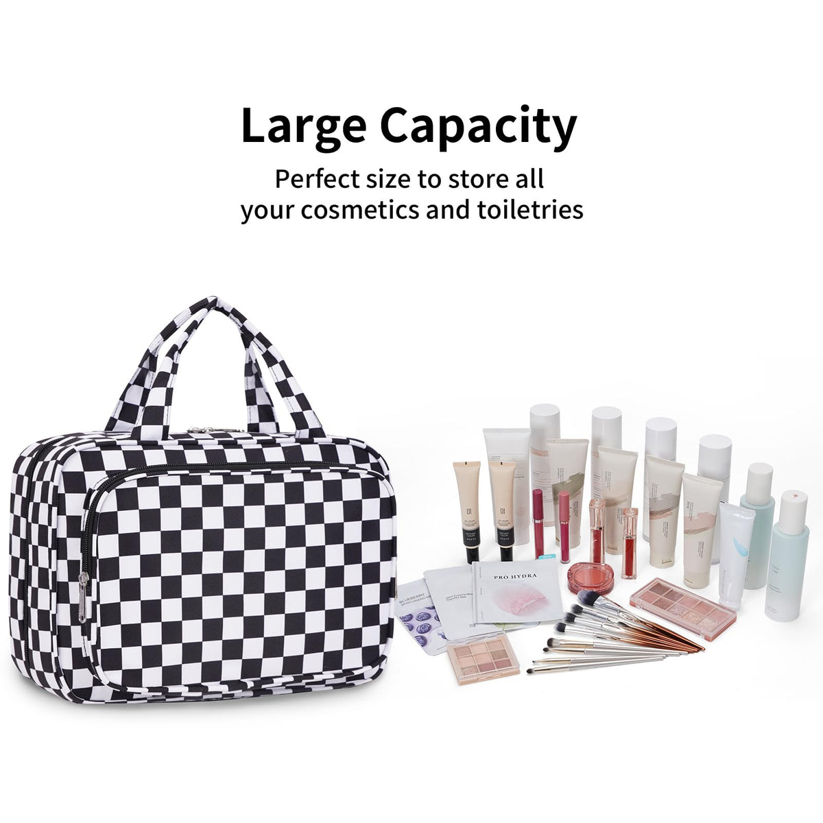 Narwey Travel Toiletry Bag side view with zippers