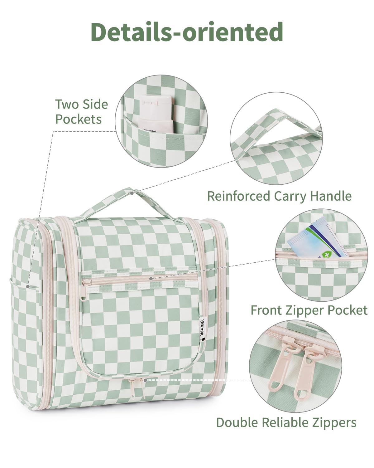 Narwey Travel Toiletry Bag with toiletries and cosmetics inside