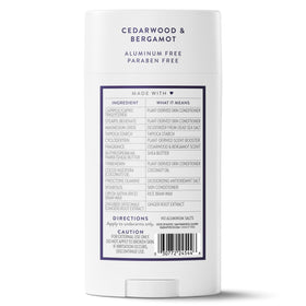 Native Aluminum Free Deodorant Cedarwood & Bergamot close-up of scent description