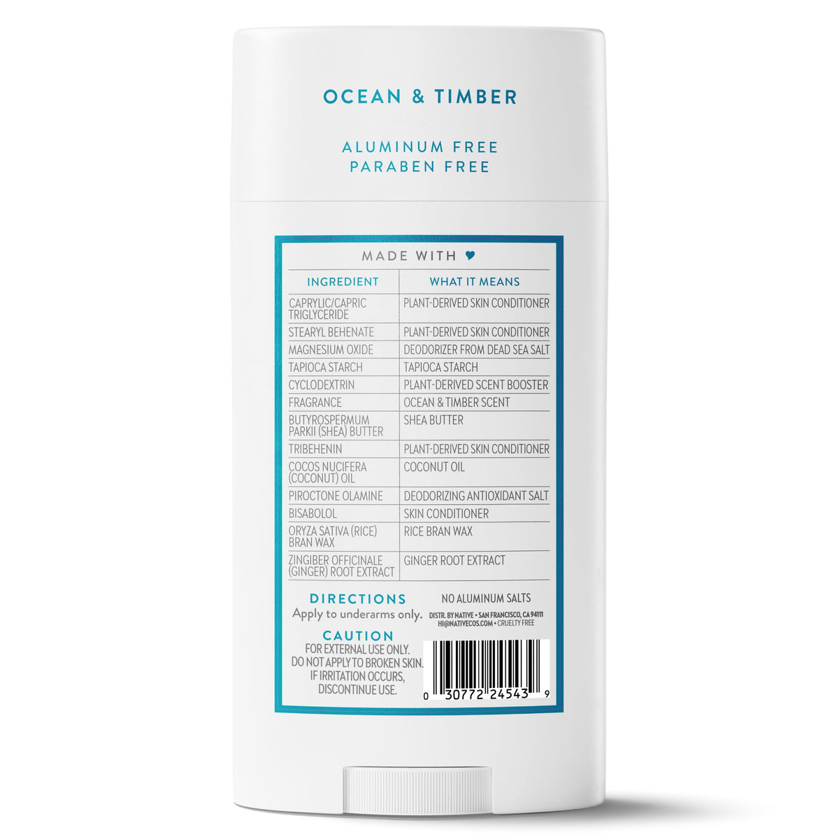 Native Aluminum Free Deodorant Ocean & Timber ingredients list