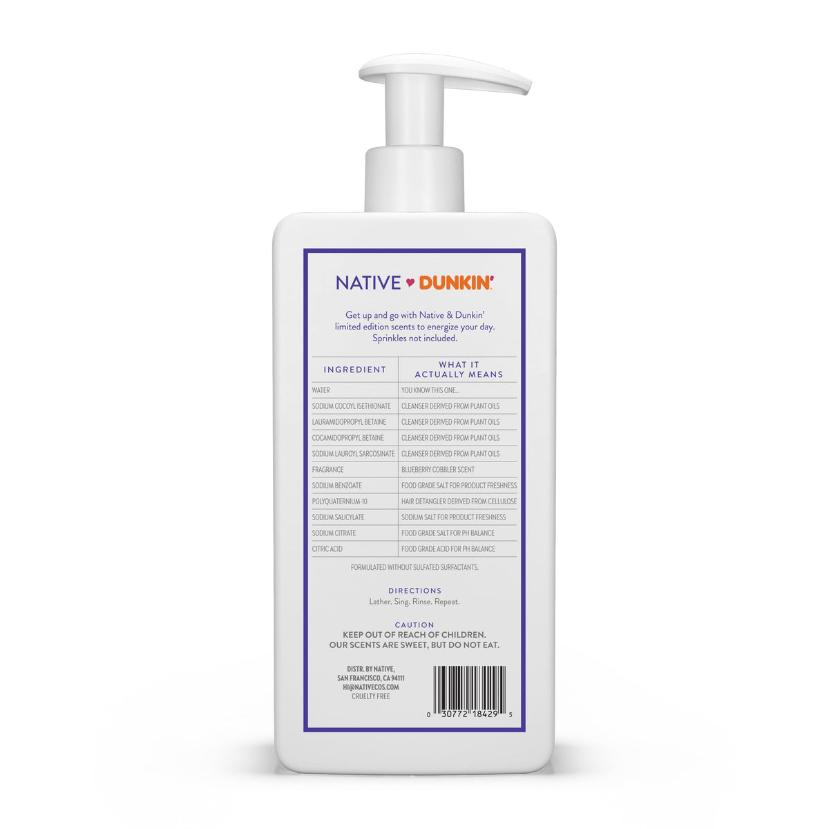 Native Blueberry Cobbler 2-in-1 Shampoo and Conditioner packaging details