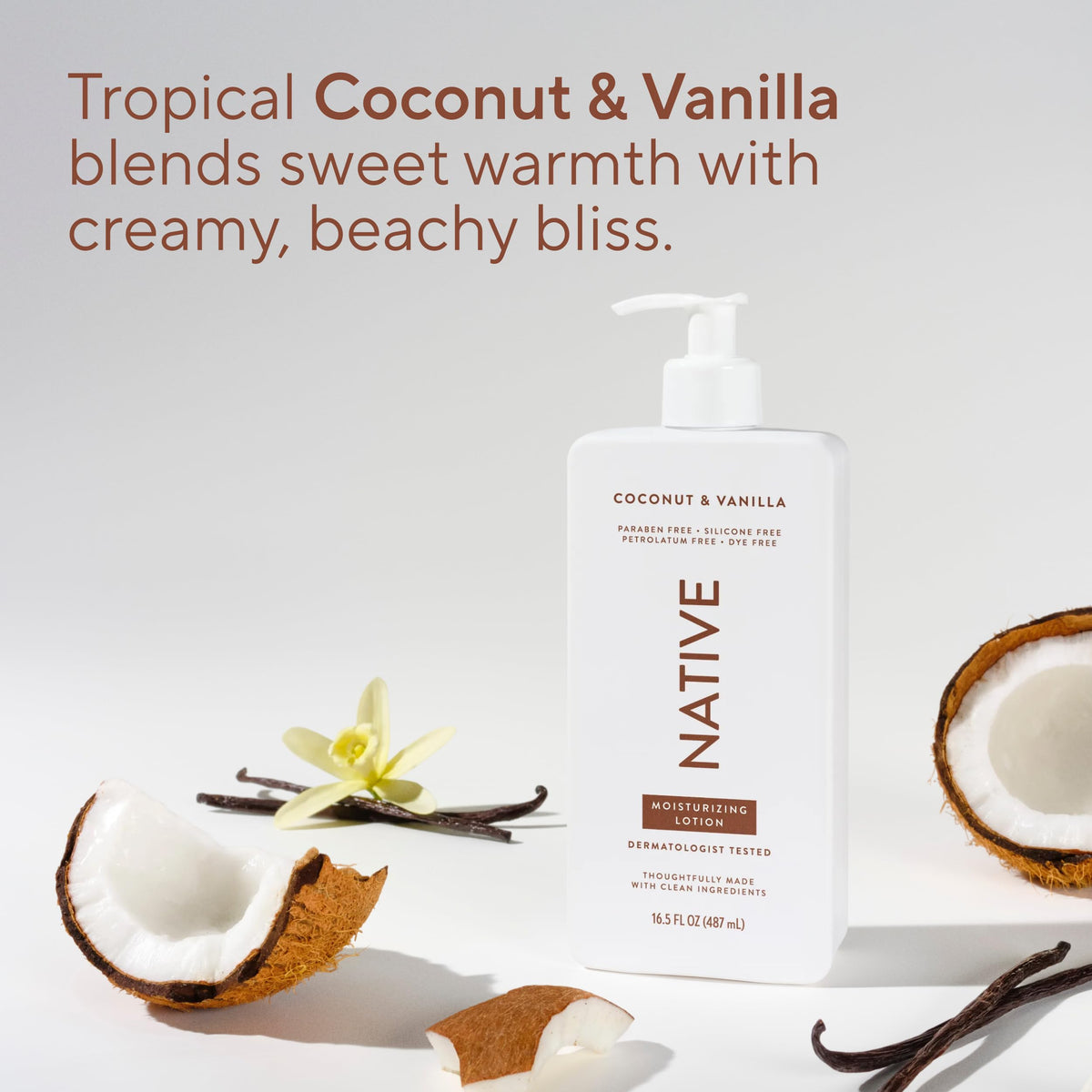 Native Body Lotion Coconut & Vanilla texture on hand