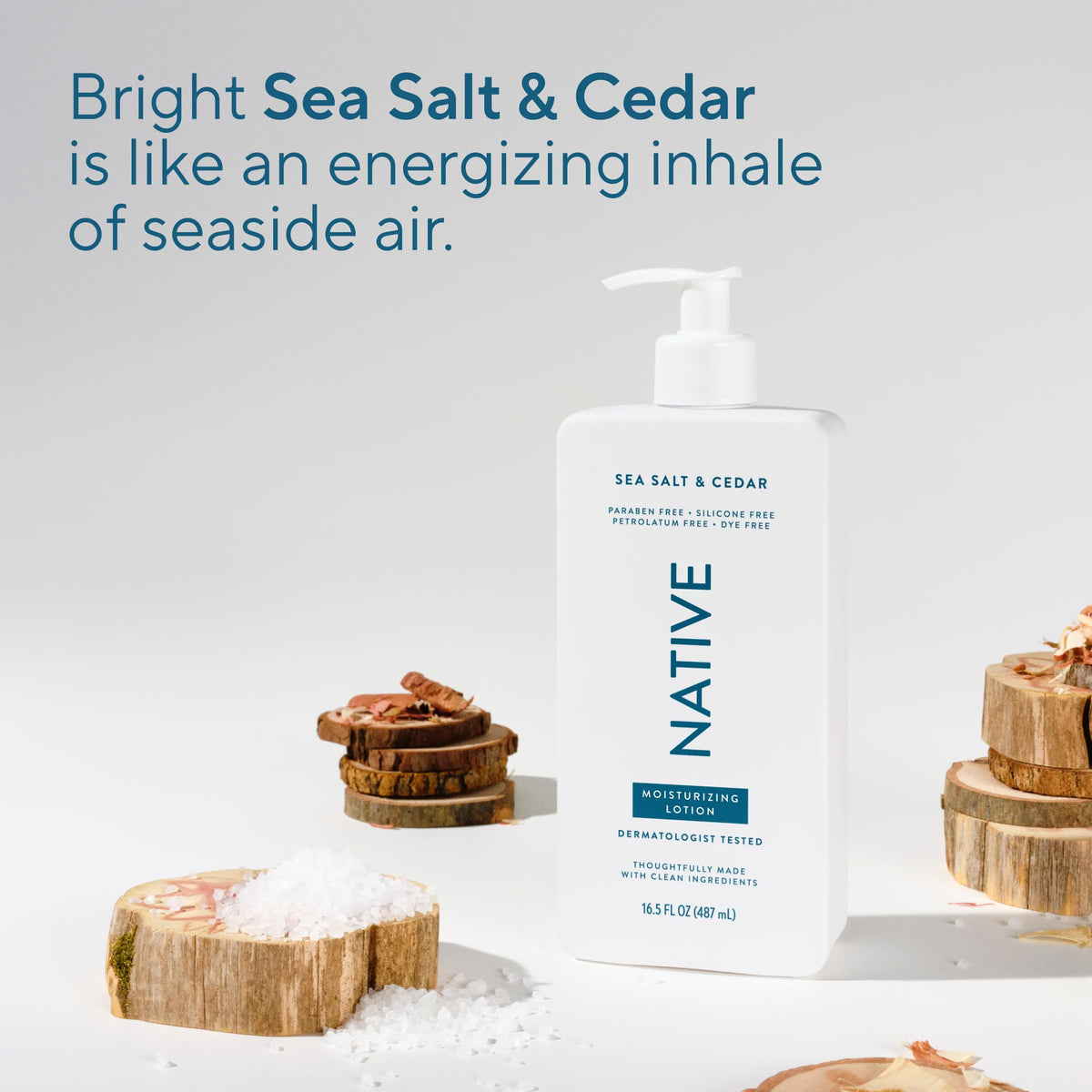 Native Body Lotion Sea Salt & Cedar application on skin