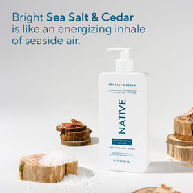 Native Body Lotion Sea Salt & Cedar application on skin