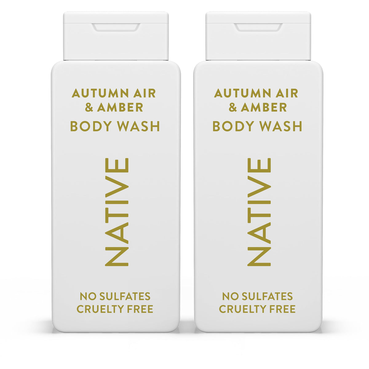Native Body Wash Autumn Air & Amber front view, 18 oz bottle