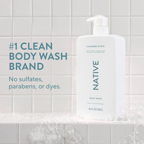 Native Body Wash Cashmere & Rain 36oz pump bottle back view