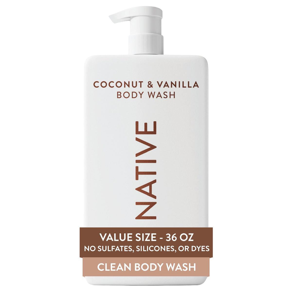Native Body Wash Coconut & Vanilla 36 oz pump bottle front view