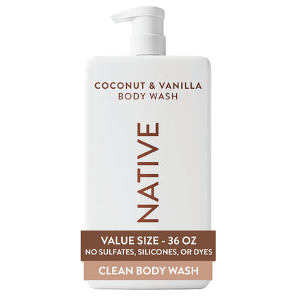 Native Body Wash Coconut & Vanilla 36 oz pump bottle front view