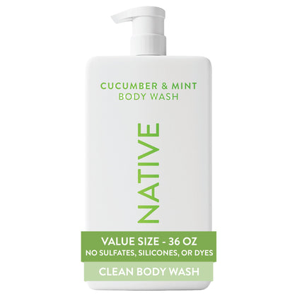 Native Body Wash Cucumber & Mint 36 oz pump bottle front view