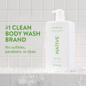 Native Body Wash Cucumber & Mint 36 oz pump bottle side view