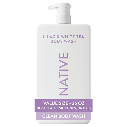 Native Body Wash Lilac & White Tea 36 oz pump bottle front view
