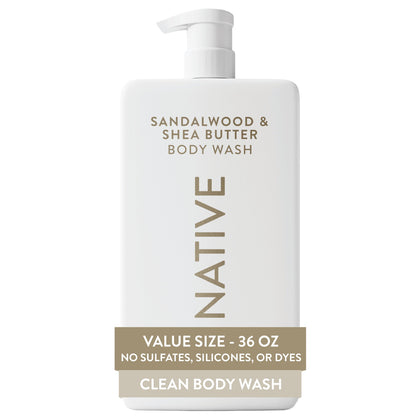 Native Body Wash Sandalwood & Shea Butter 36 oz pump bottle front view