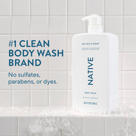 Native Body Wash Sea Salt & Cedar 36 oz pump bottle side view