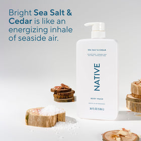 Native Body Wash Sea Salt & Cedar lather on skin