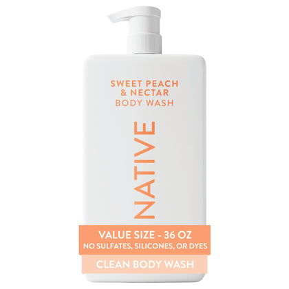 Native Body Wash Sweet Peach & Nectar 36 oz pump bottle front view