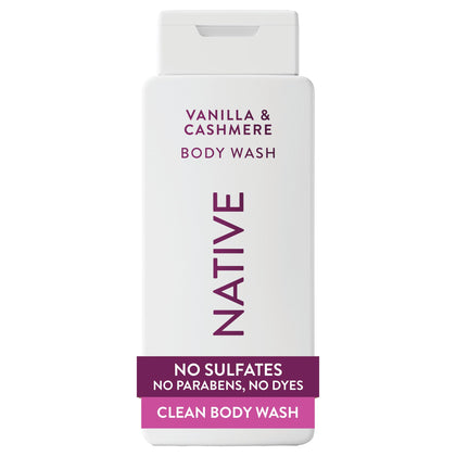 Native Clean Body Wash 18 fl oz front view with vanilla and cashmere scent