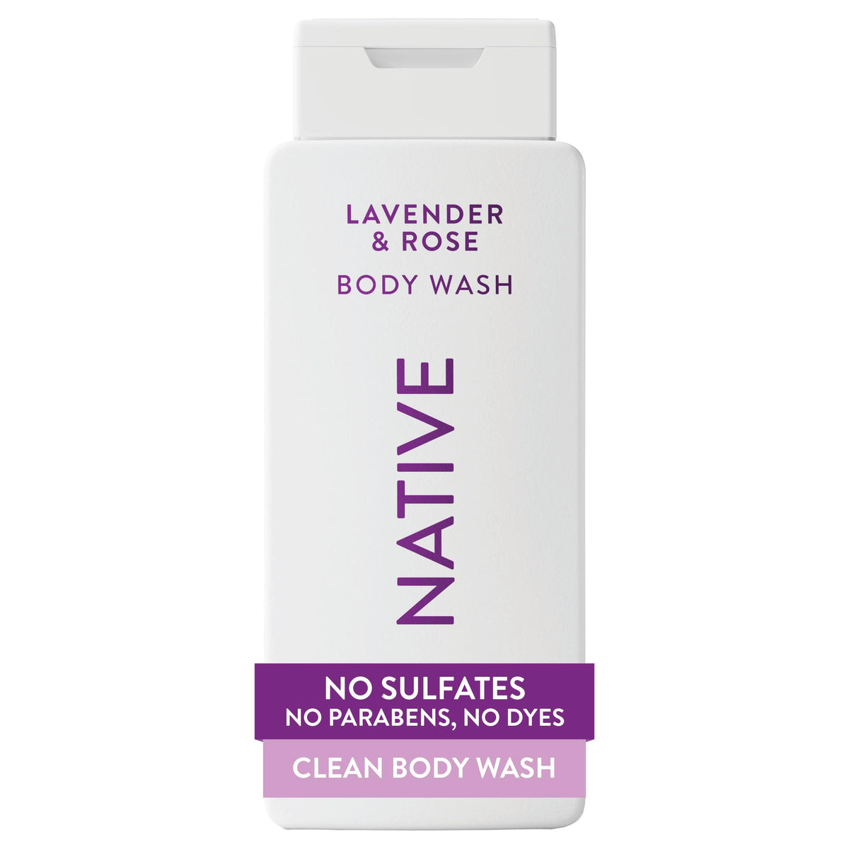 Native Clean Body Wash Lavender & Rose 18 fl oz front view
