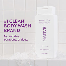 Native Clean Body Wash Lavender & Rose bottle side view