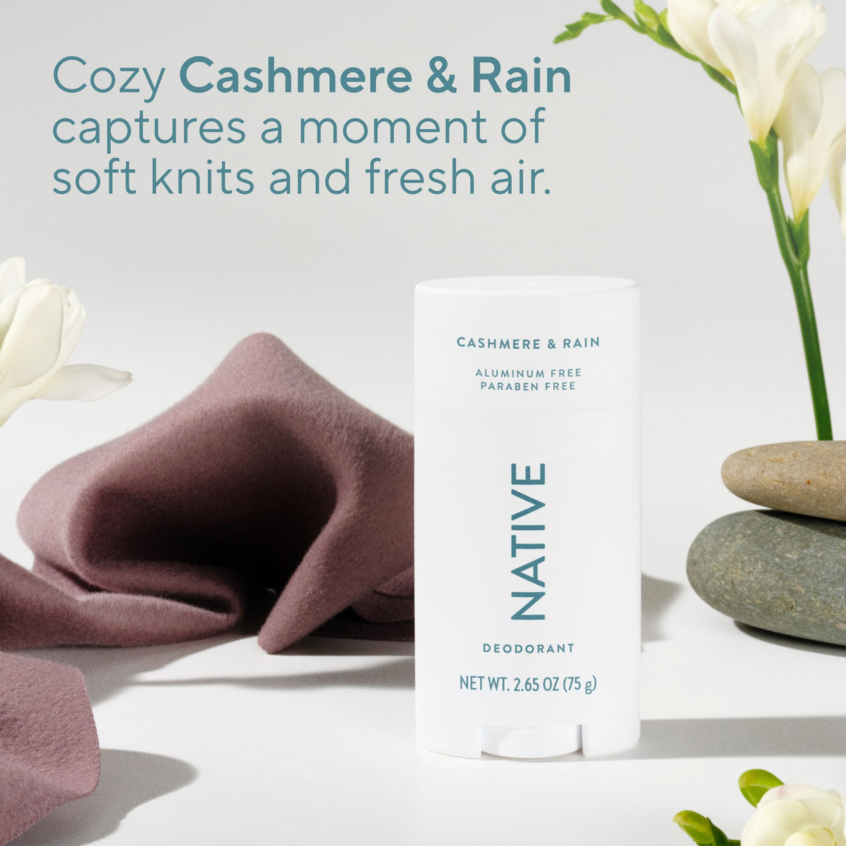 Native Deodorant 72-Hour Odour Control Cashmere & Rain side view