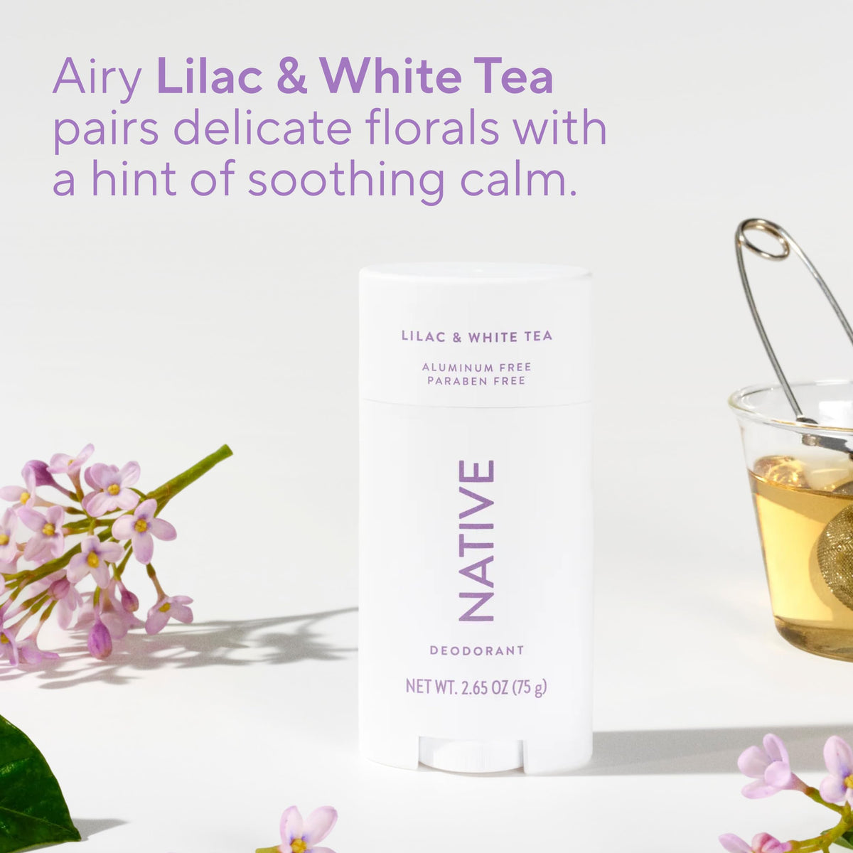 Native Deodorant 72-Hour Odour Control Lilac & White Tea application on skin