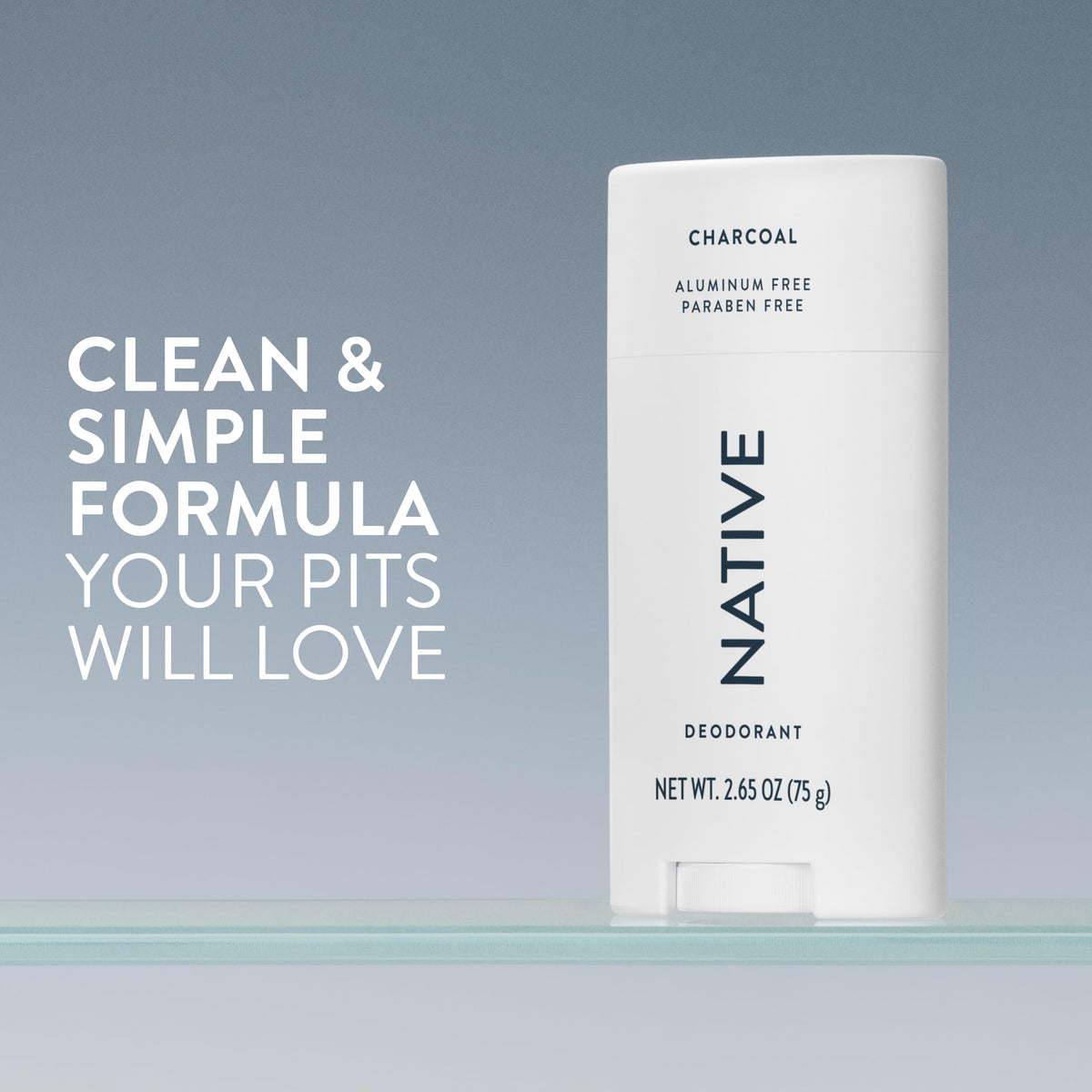 Native Deodorant Charcoal 72-hour odor control side view