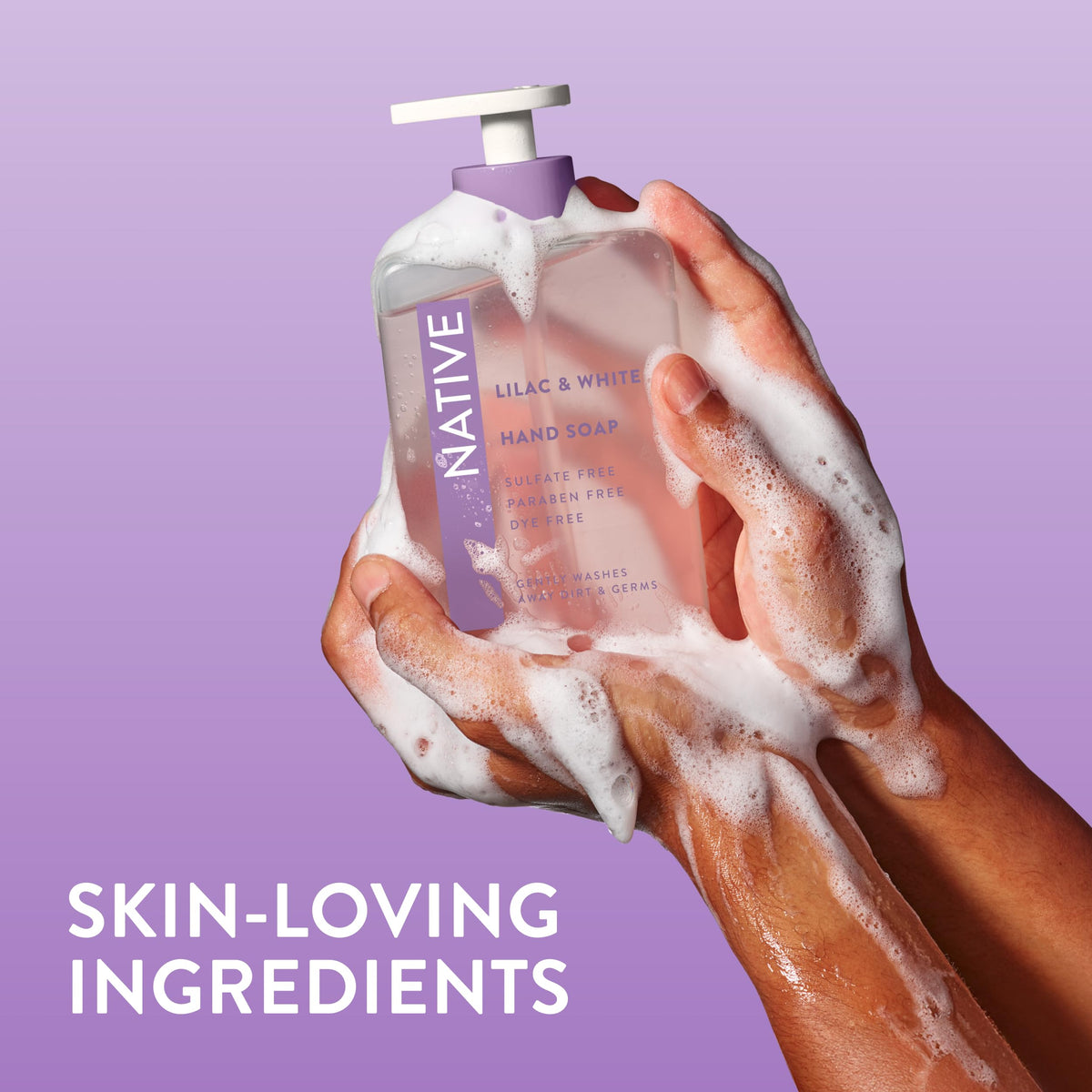 Native Liquid Hand Soap 13 oz bottle in a bathroom setting