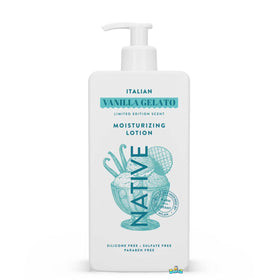 Native lotion packaging with Italian Vanilla Gelato scent