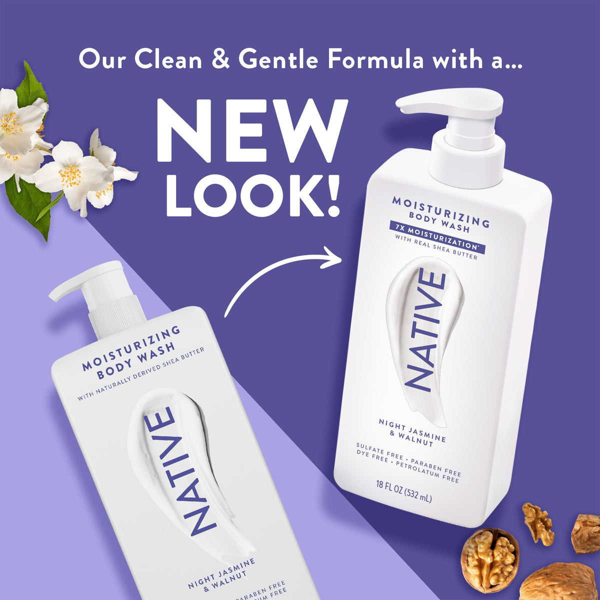 Native Moisturizing Body Wash 18 oz on bathroom counter
