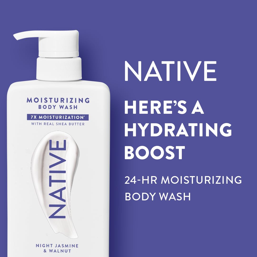 Native Moisturizing Body Wash 18 oz with relaxing bath accessories