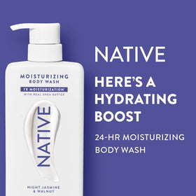 Native Moisturizing Body Wash 18 oz with relaxing bath accessories