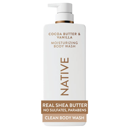 Native Moisturizing Body Wash 22 fl oz front view with shea butter