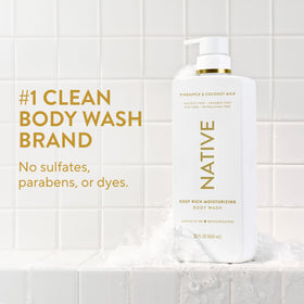 Native Moisturizing Body Wash bottle with shea butter and coconut milk