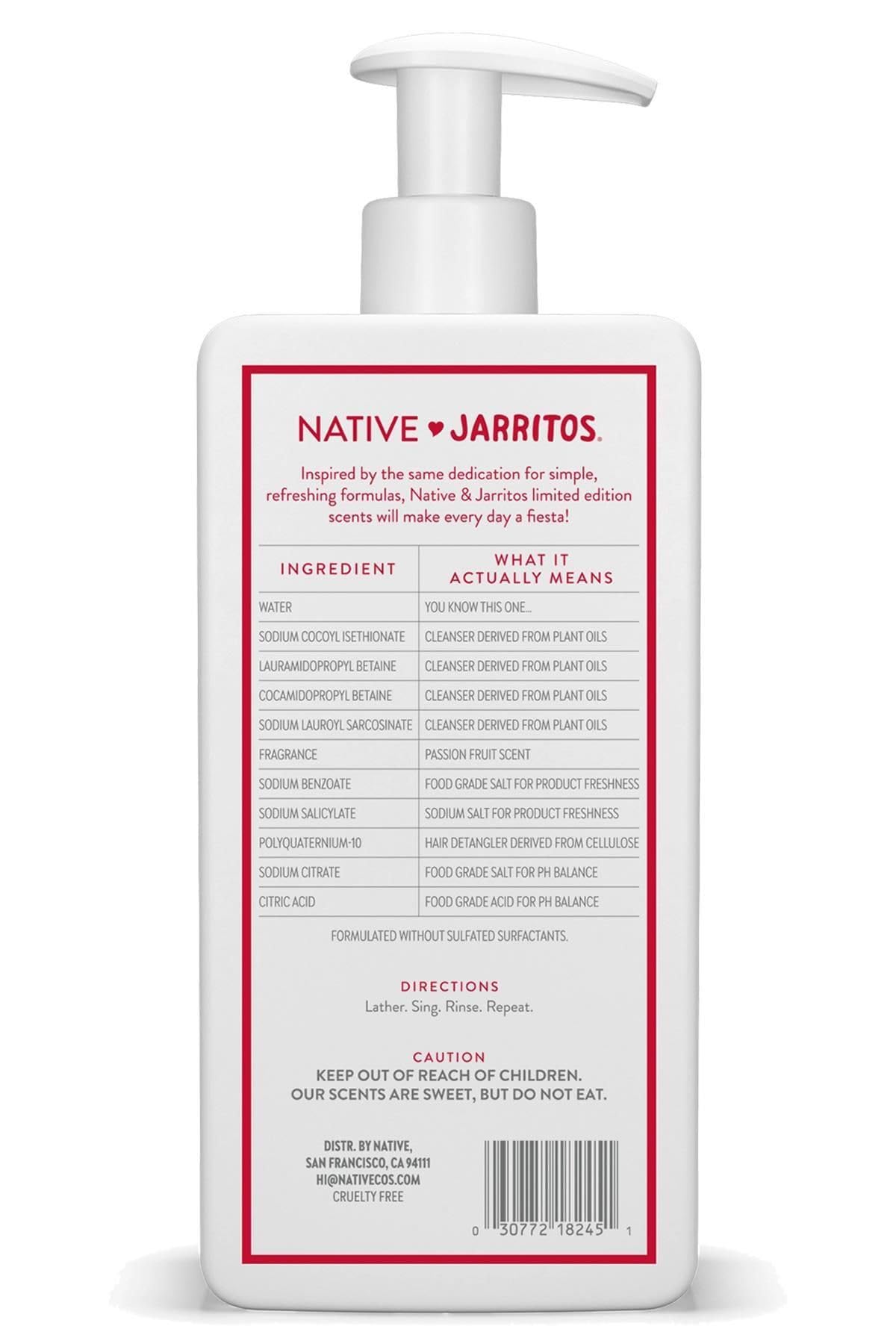 Native Passion Fruit Shampoo 16.5 oz back view