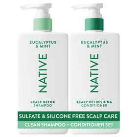 Native Scalp Detox Shampoo and Conditioner front view, Eucalyptus & Mint scent