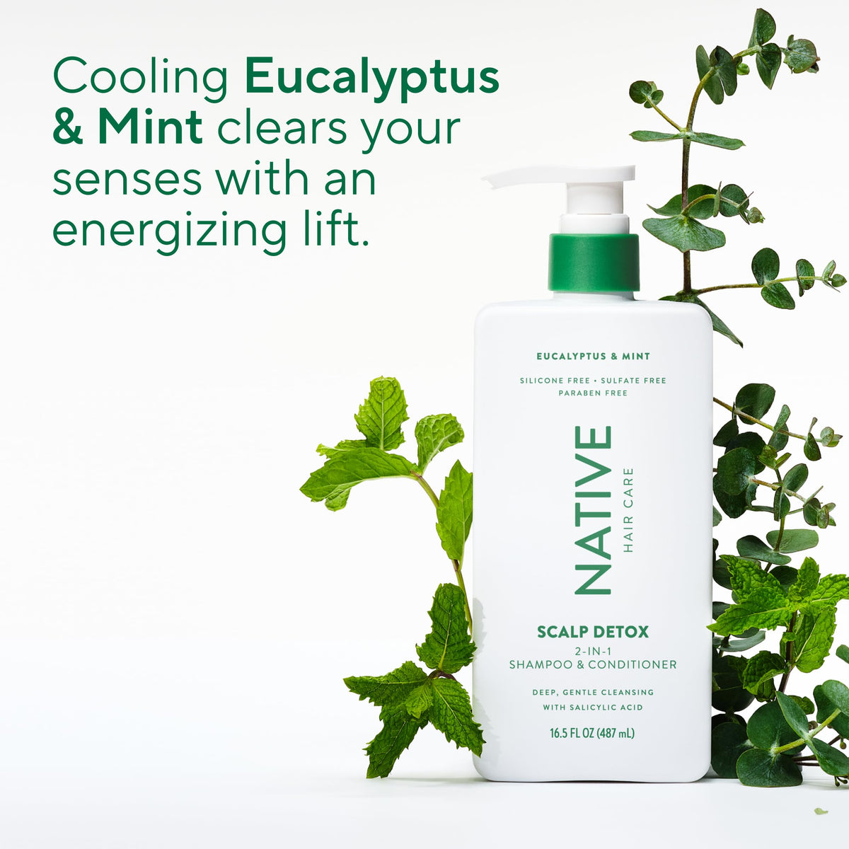 Native Scalp Detox Shampoo and Conditioner in a spa setting