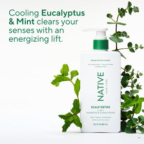 Native Scalp Detox Shampoo and Conditioner in a spa setting