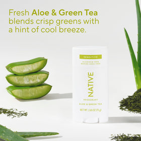 Native Sensitive Deodorant label with aloe and green tea scent