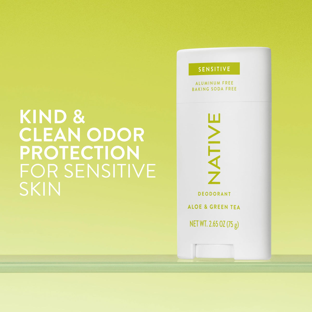Native Sensitive Deodorant packaging showing ingredients