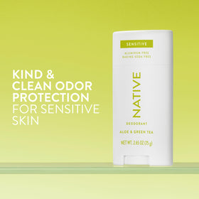 Native Sensitive Deodorant packaging showing ingredients