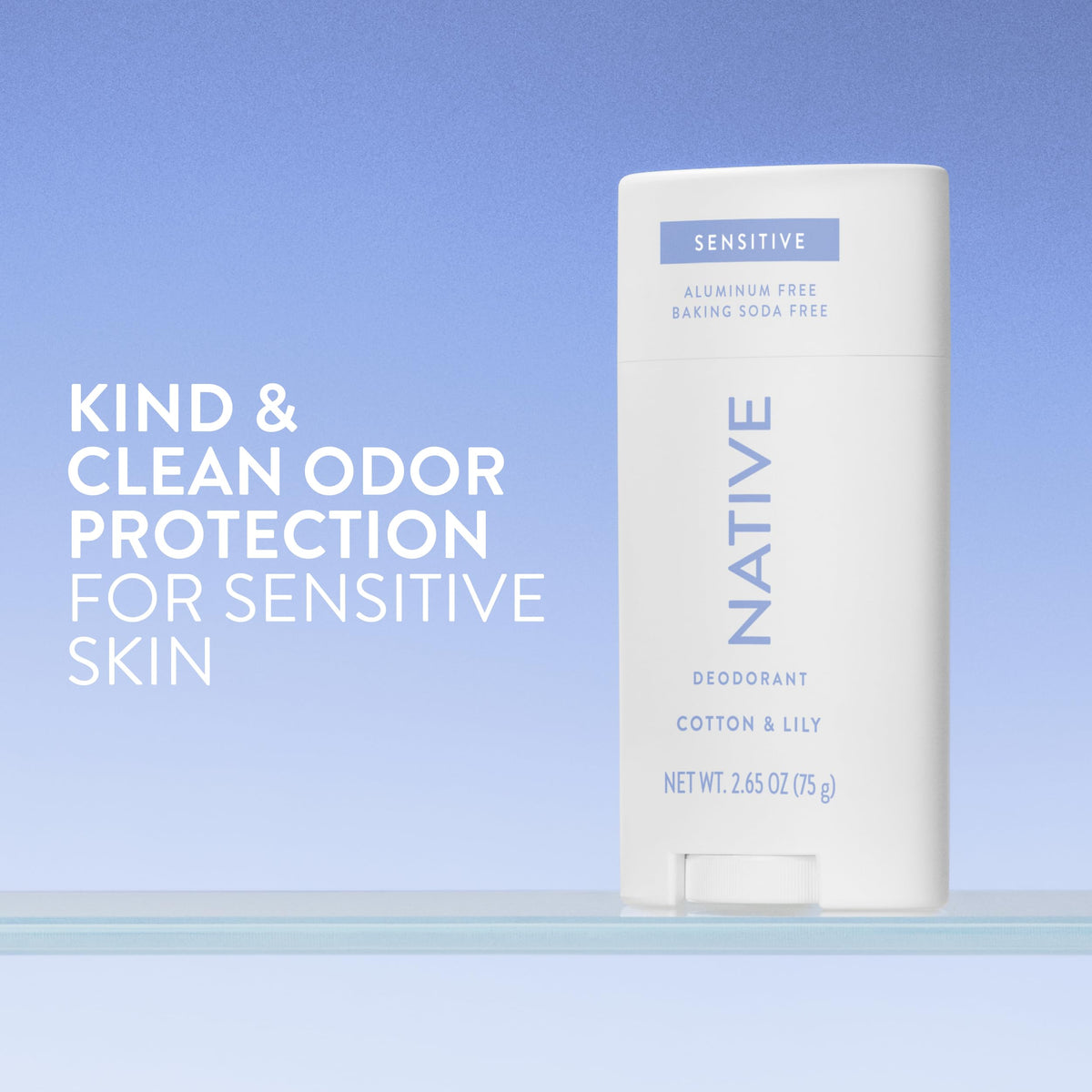 Native Sensitive Deodorant side view showing smooth application
