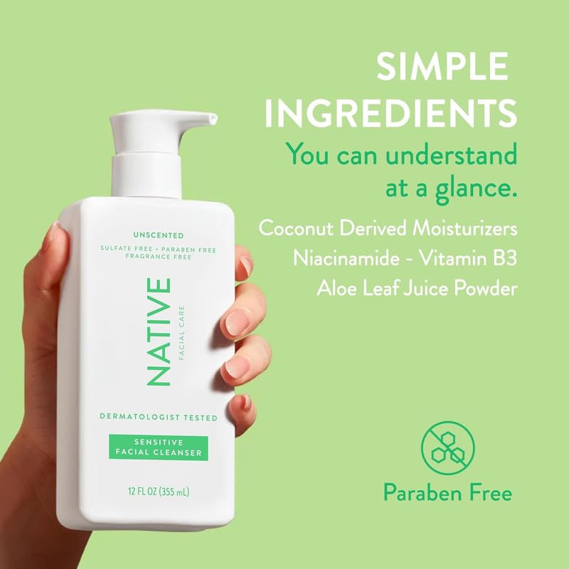 Native Sensitive Face Wash unscented formula close-up