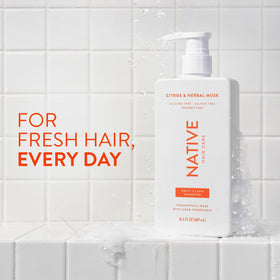 Native Shampoo bottle with Citrus & Herbal Musk scent