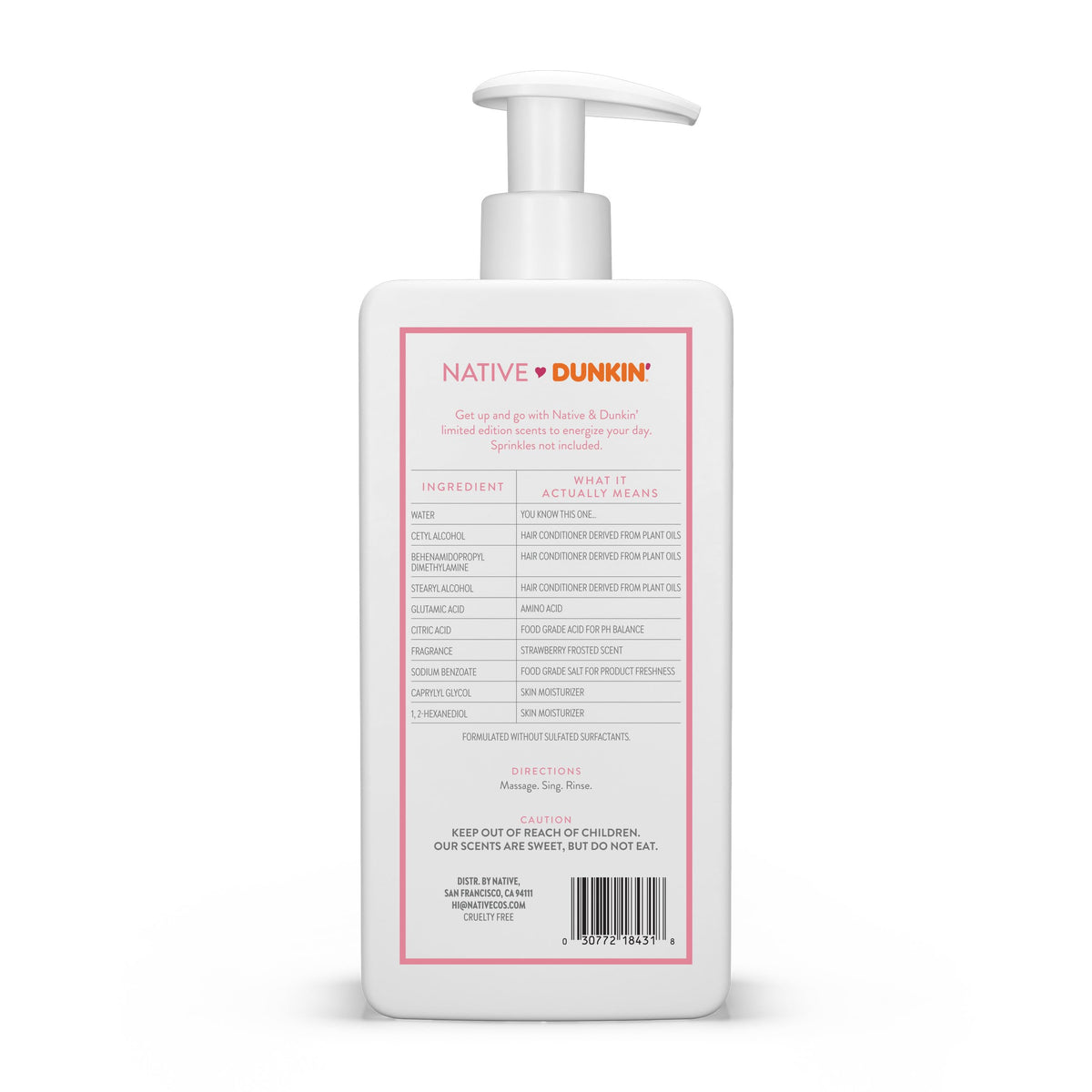 Native Strawberry Frosted Conditioner 16.5 oz packaging details