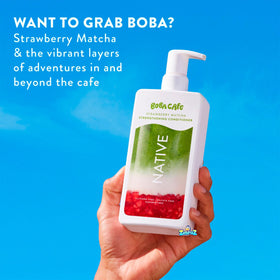Native Strawberry Matcha Shampoo and Conditioner with boba tea