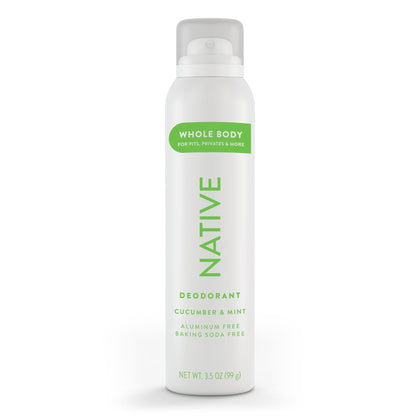 Native Whole Body Deodorant Spray front view, Cucumber & Mint scent