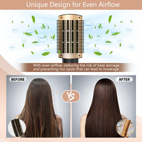 Natrial Hair Dryer Brush in use on long hair