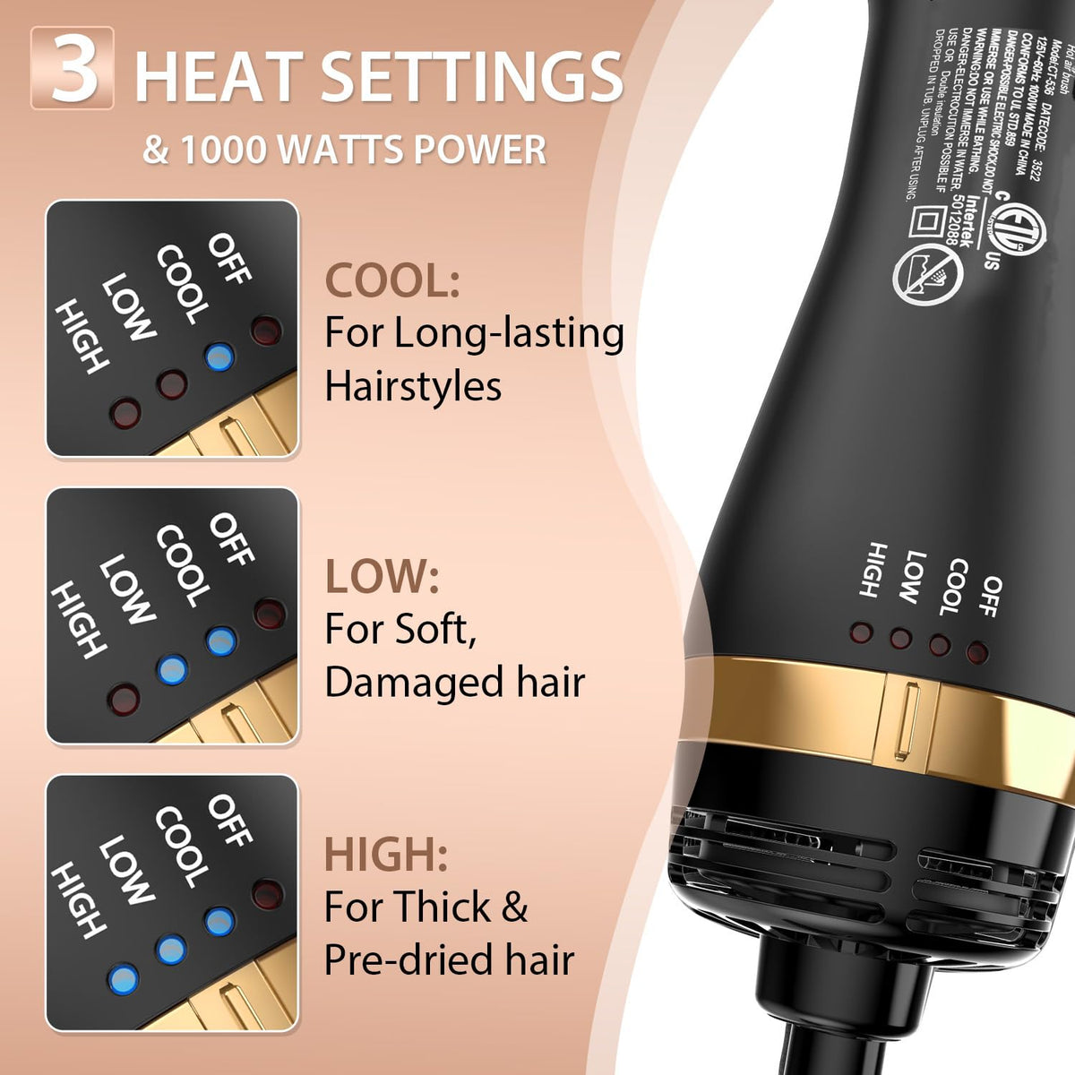 Natrial Hair Dryer Brush packaging with product details